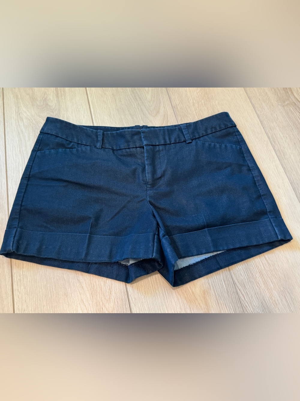 Women's Dark Blue Tailored Cuffed Shorts